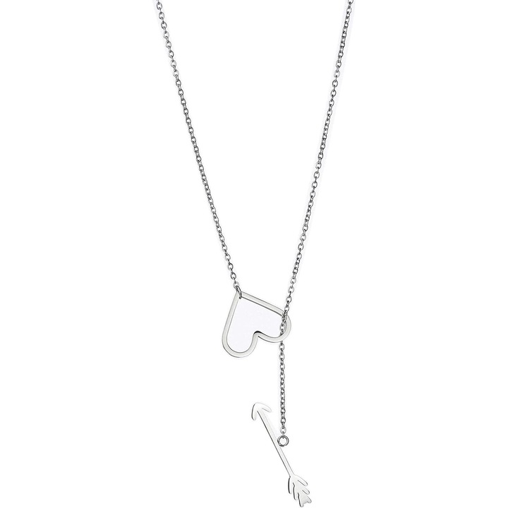 Colier Lariat cu Inima si Sageata, Inox, Antialergic, 70cm