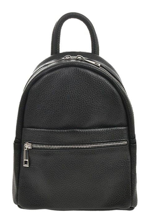 Patrizia Lucchini, Rucsac de piele cu buzunar cu fermoar, Negru
