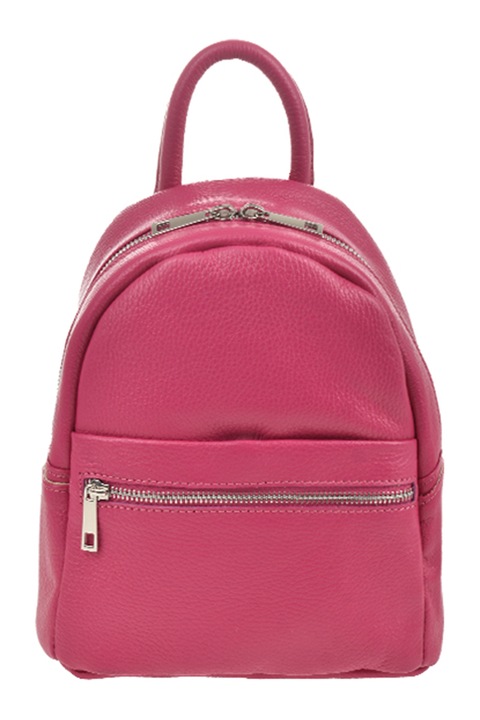 Patrizia Lucchini, Rucsac de piele cu buzunar cu fermoar, Fucsia