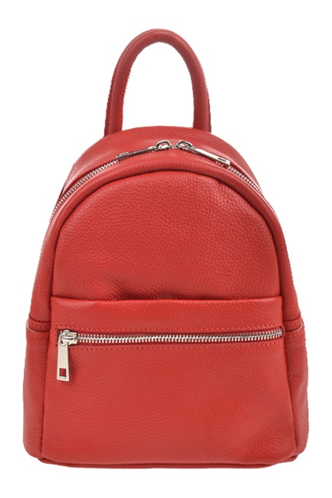 Patrizia Lucchini, Rucsac de piele cu buzunar cu fermoar, Rosu