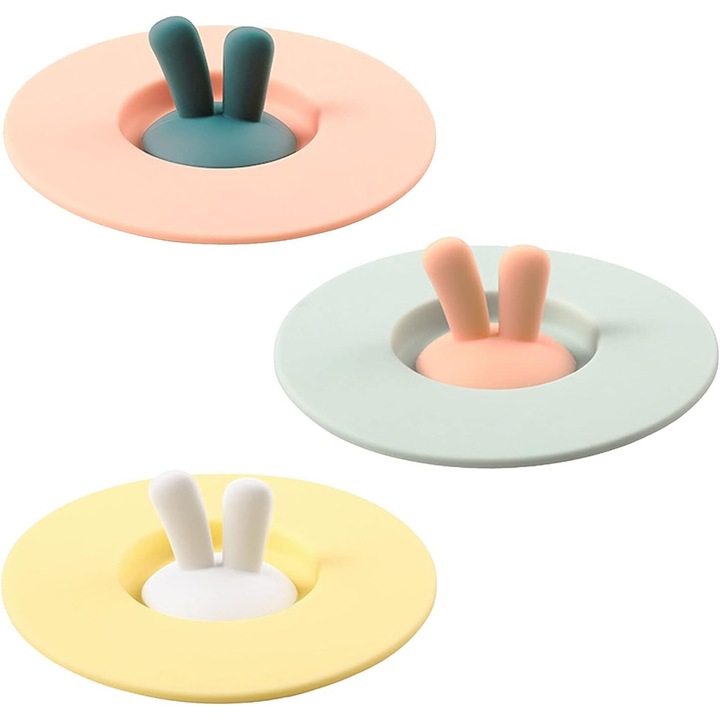 Set 3 Capace pentru Cana, Silicon, Rezistente la Caldura, Etanse, Multicolor, 10 cm