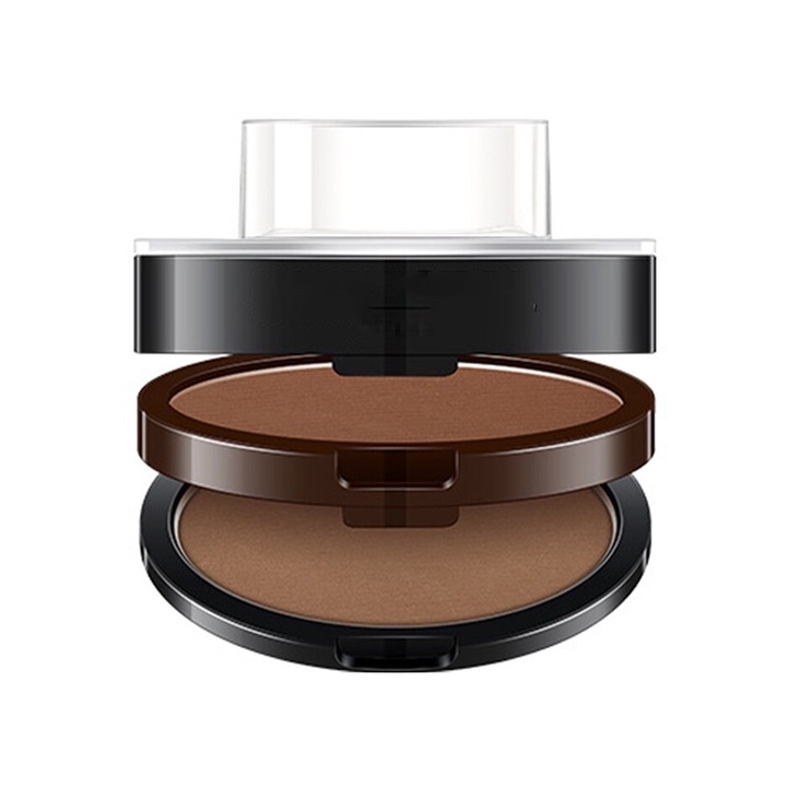 Pudra pentru sprancene cu sablon, doua culori, maro deschis/maro inchis