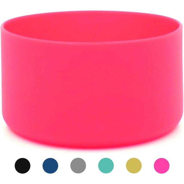 Husa de protectie silicon, antiderapanta, roz, pentru sticle 32-40oz