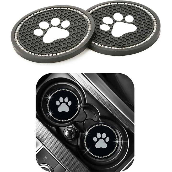 2 db italtartó készlet, csúszásmentes szilikon, fekete és rózsaszín, 7x0.5cm