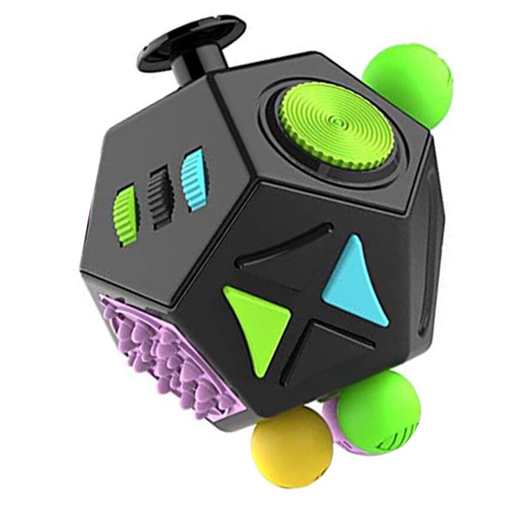 Zar antistres pentru copii, 12 fete, plastic, 69.5x61.9x74.4mm, Multicolor