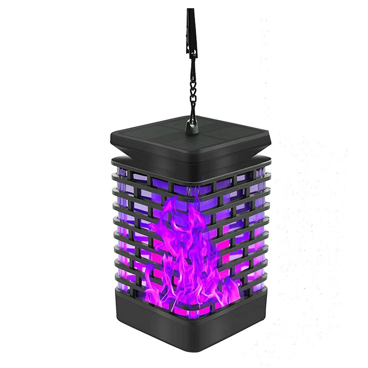 Lampa solara cu efect de flacara, rezistenta la intemperii, 99 LED-uri, multicolor, 9x9x15cm