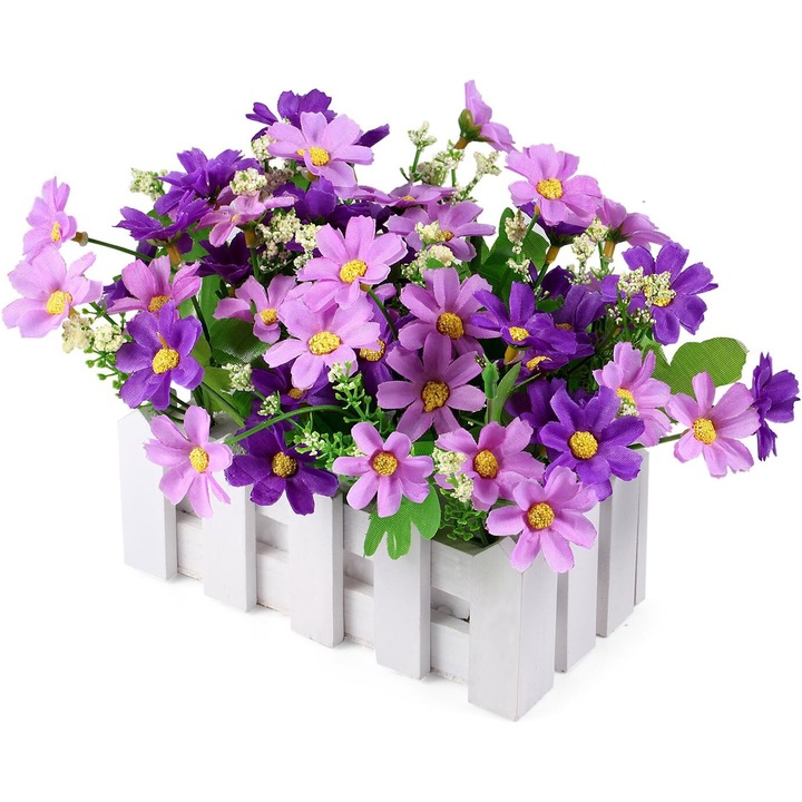 Flori artificiale, Lemn / Plastic, 16.5 x 9.1 x 12.7 cm, Mov