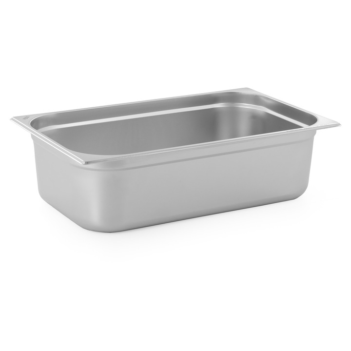 Tava gastronorm MJUSK, GN 1/1, 530x325x150 mm 19,5 l, pentru depozitarea alimentelor, ideal pentru catering si restaurante stivuibila, compatibila cuptor si frigider, interval de temperatura de la -40 °C la 300 °C, inox