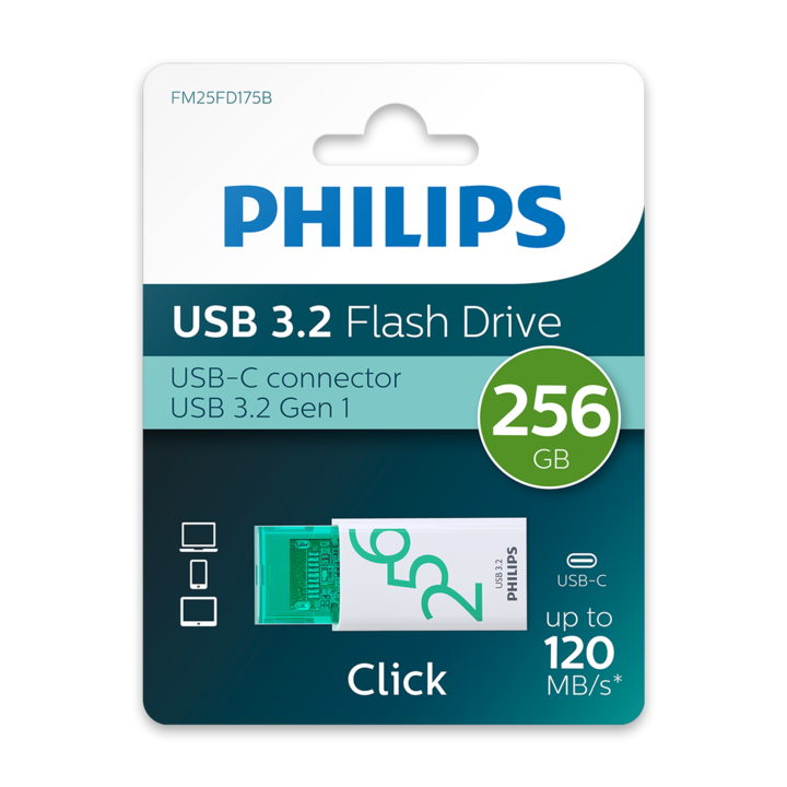 Stick USB Philips Click Series, 256GB, USB Type-C 3.2 Gen 1