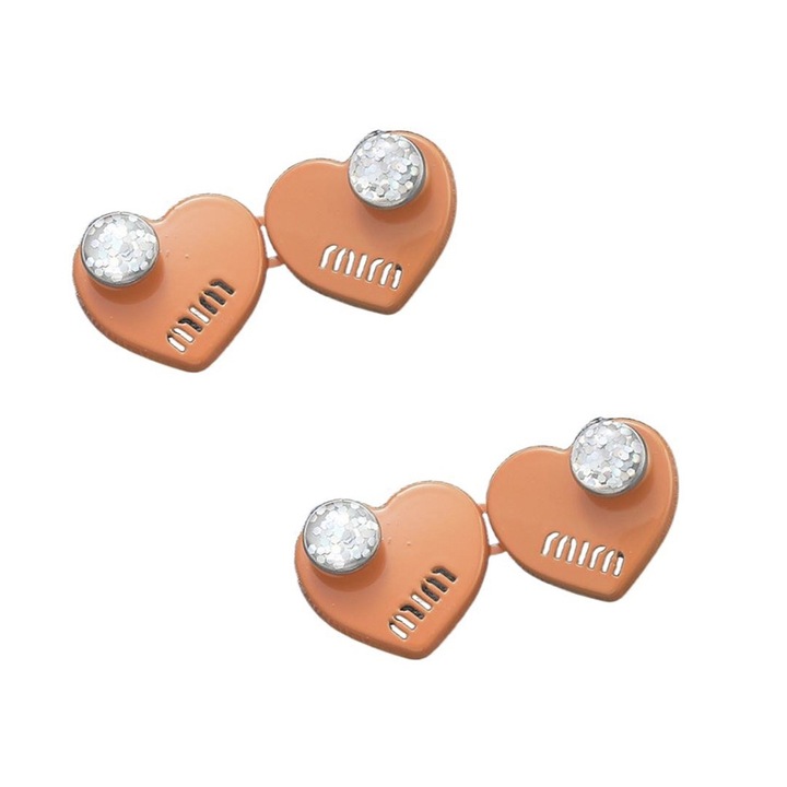 Butoane Reglabile pentru Talie ASDIIT® Set 2 Design Inima cu Strasuri, Dispozitiv Magic Pentru StraNgerea Taliei Pantalonilor, Utilizat Pentru Fixarea Pantalonilor, Ajustarea Dimensiunii Taliei Mari A Pantalonilor Portocaliu