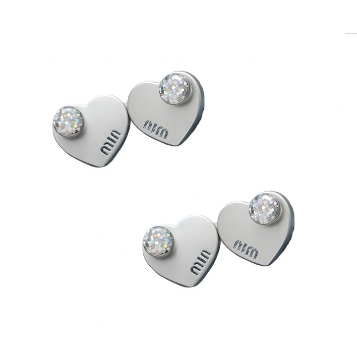 Butoane Reglabile pentru Talie ASDIIT® Set 2 Argintiu Design Inima cu Strasuri, Dispozitiv Magic Pentru StraNgerea Taliei Pantalonilor, Utilizat Pentru Fixarea Pantalonilor, Ajustarea Dimensiunii Taliei Mari A Pantalonilor