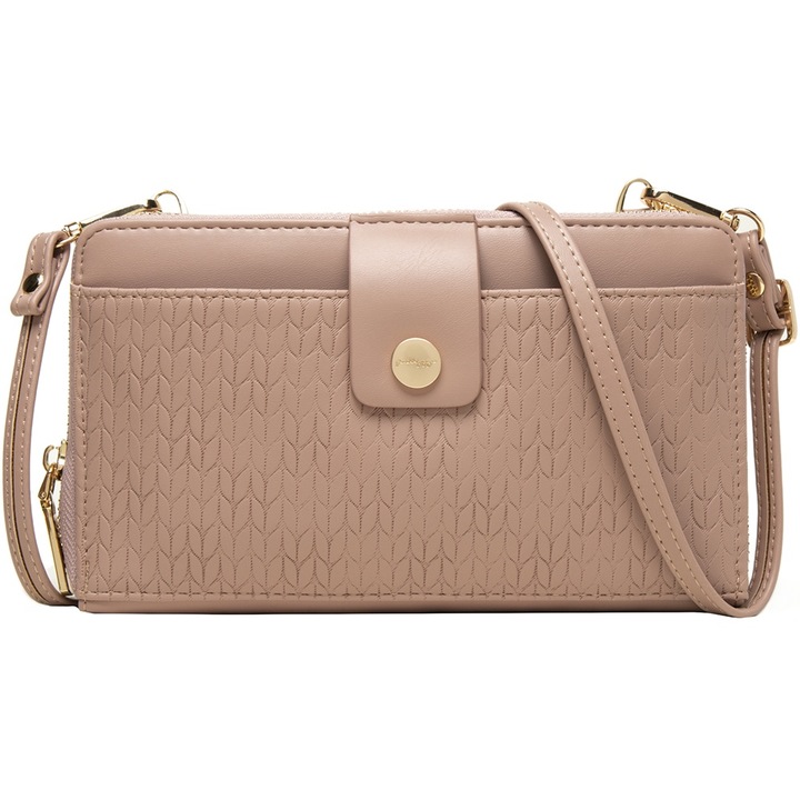 Geanta clutch pentru dama, eleganta din piele PU, cu sloturi pentru carduri, 20, 5x12x4, 5 cm PRETTYZYS L186PK Roz