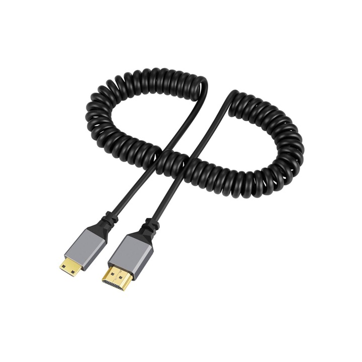 Cablu spiralat mini Thunder HDMI 4K tip C [HDMI tata - Mini HDMI tata] (2,4 m)