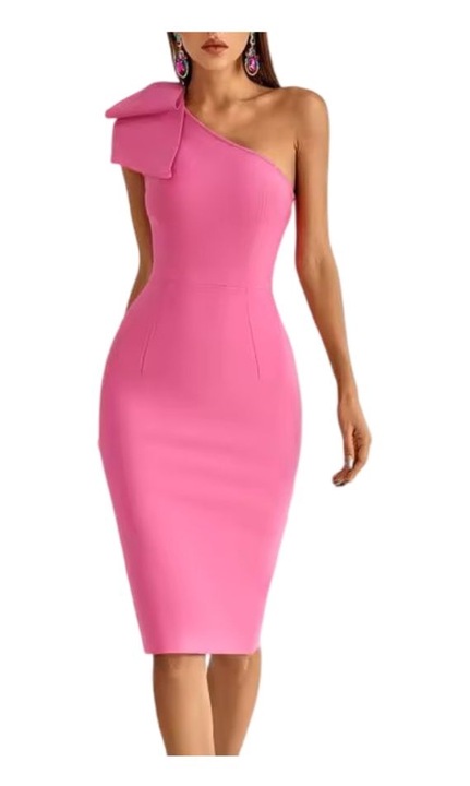 Bodycon midi ruha, lezser elegancia, rózsaszín szín