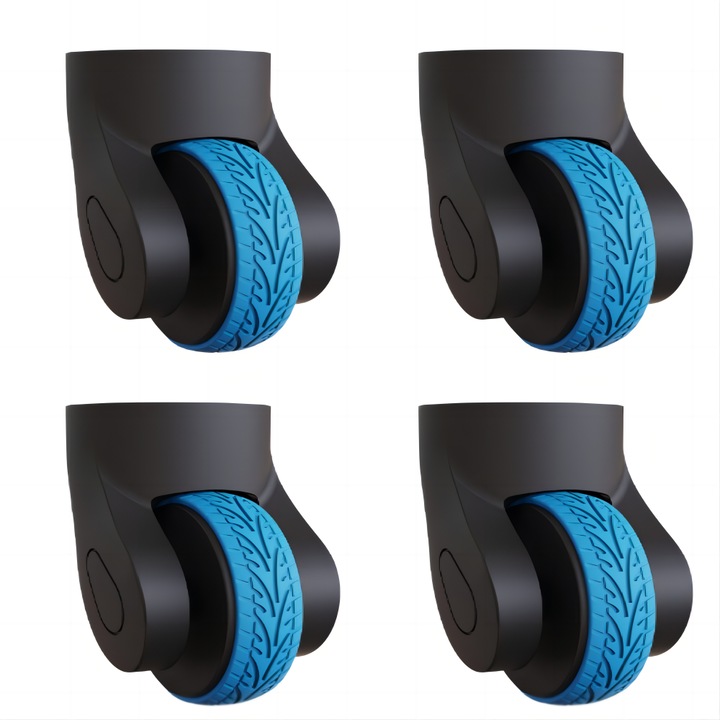 Set protectii roti valiza, RUIOMII®, Protectii pentru rotile de bagaje, antifrictiune si silentioase, set 4 buc, albastru, plastic, Roata de masina sport