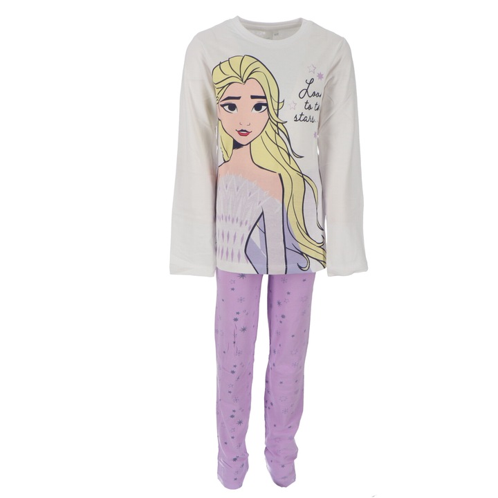 Pijama din bumbac cu maneca lunga, 2 piese Frozen Look to the Stars 25124, Mov