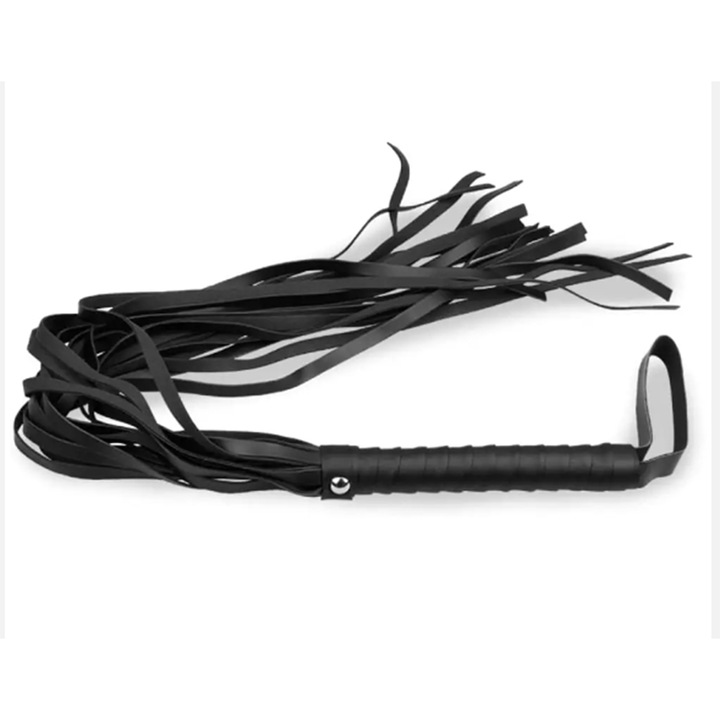 Камшик, Obsessia®, BlackWhip, BDSM, От изкуствена кожа, 50гр., 48 x 16см, Черен