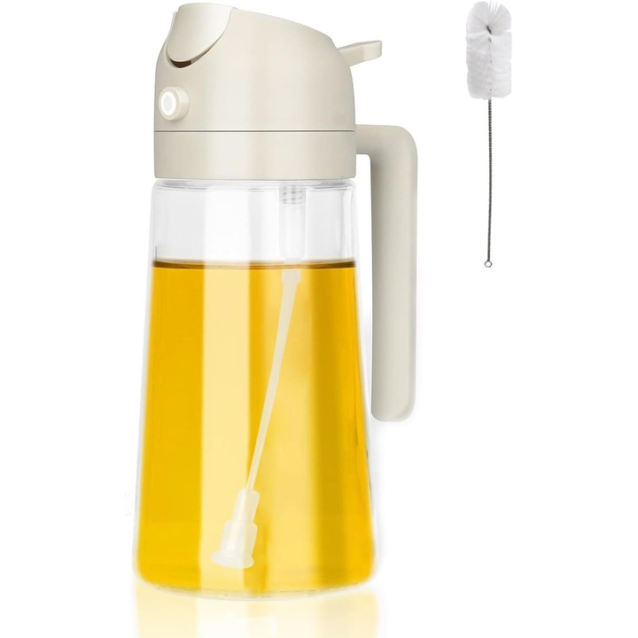 Sticla pentru ulei si otet 2-in-1, pulverizator, transparenta, 470ml