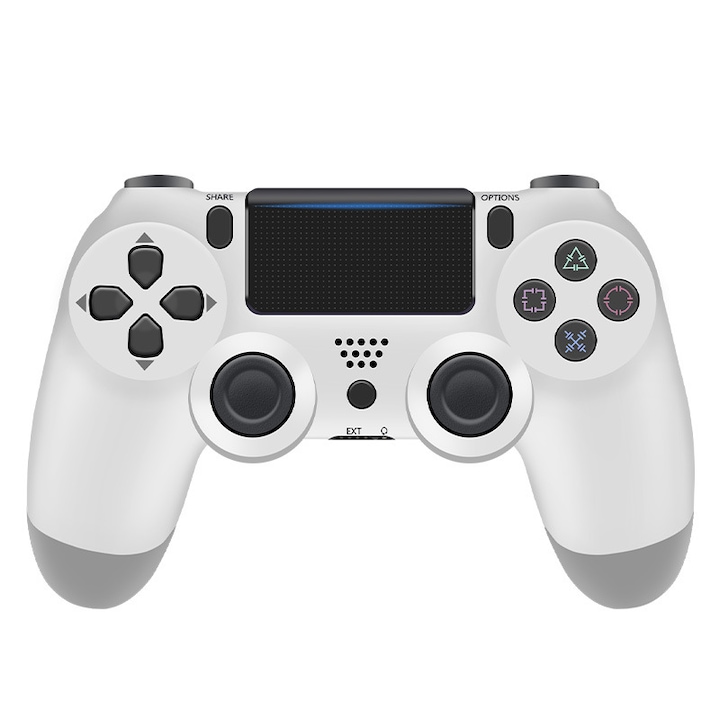 OEM Vezeték nélküli gamepad, Dual Shock, fehér, USB kábellel, PlayStation 4/PC/Switch konzolhoz