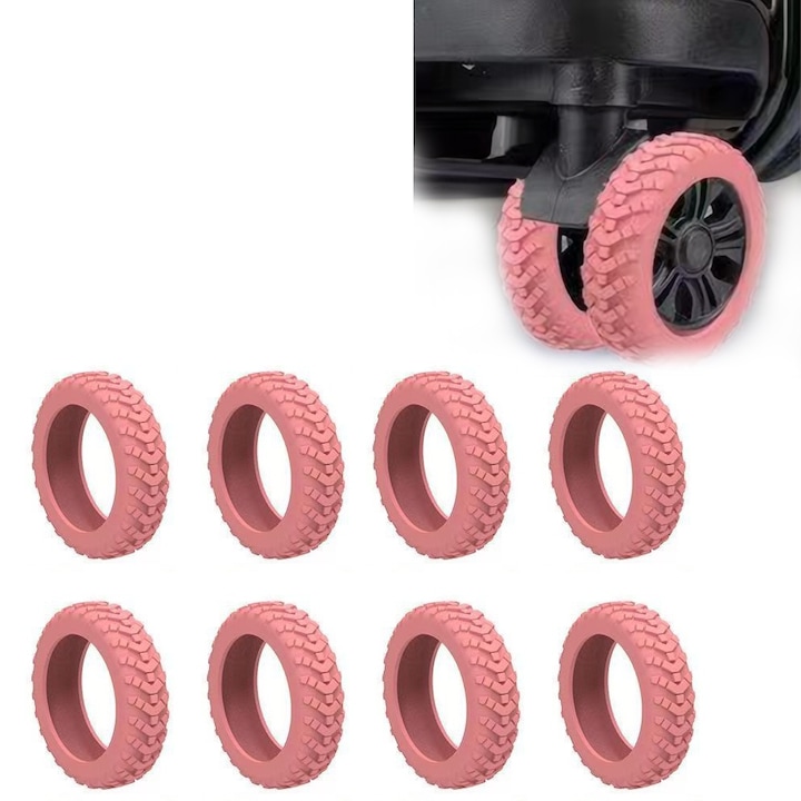 Roata Roz Set protectii roata, RUIOMII®, Protectii pentru rotile de bagaje ...