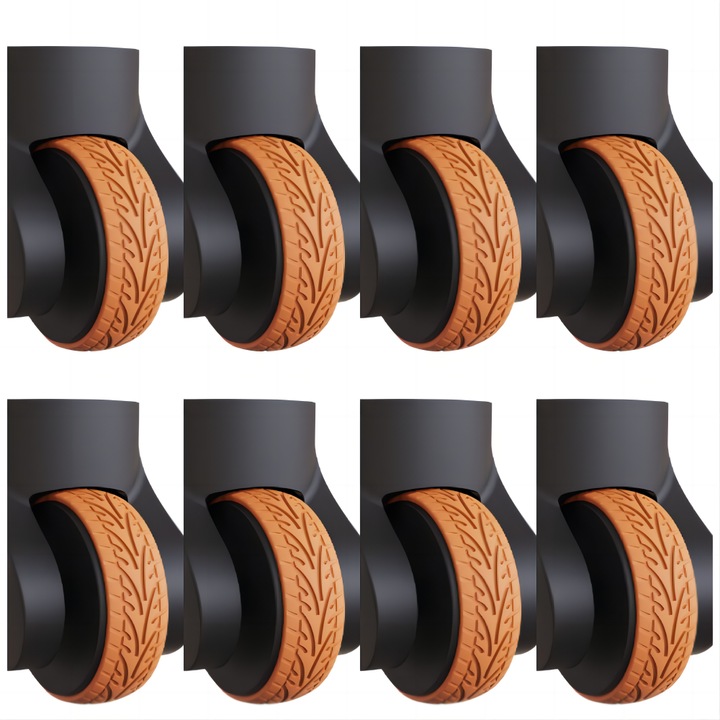 Set protectii roti valiza, RUIOMII®, Protectii pentru rotile de bagaje, antifrictiune si silentioase, set 8 buc, portocaliu, plastic, Roata de masina sport