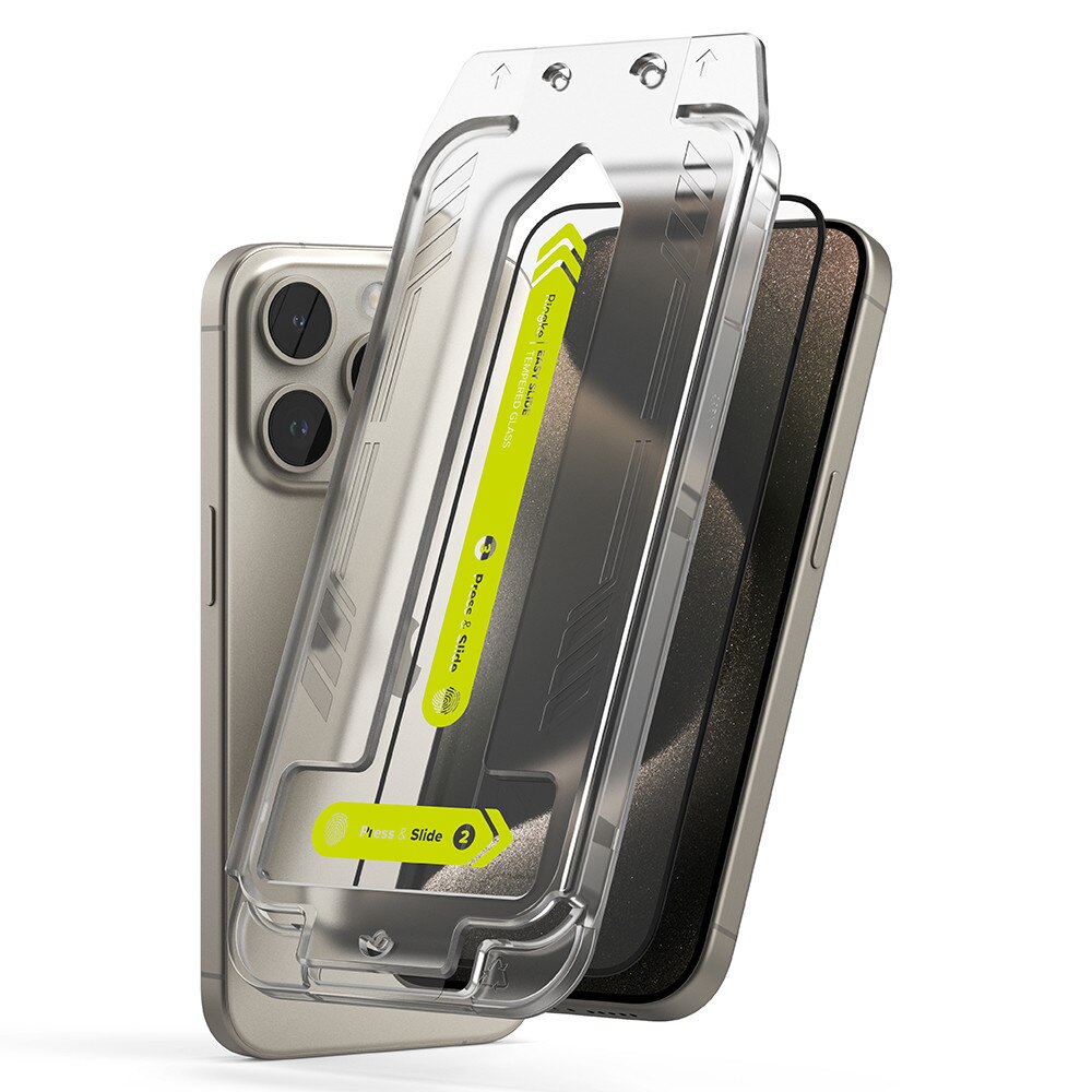 Husa Protectie Compatibila cu Easy Slide Tempered Glass (2 pack), Ringke, iPhone 15 Pro Max - Clear