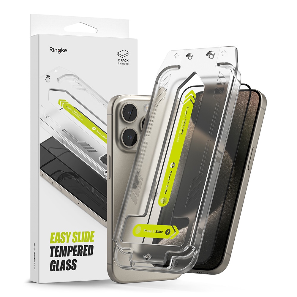 Husa Protectie Compatibila cu Easy Slide Tempered Glass (2 pack), Ringke, iPhone 15 Pro Max - Clear