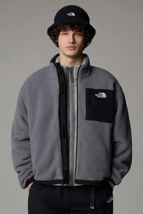 The North Face, Jacheta reversibila din material fleece pentru drumetii Yumiori, Negru/Gri inchis