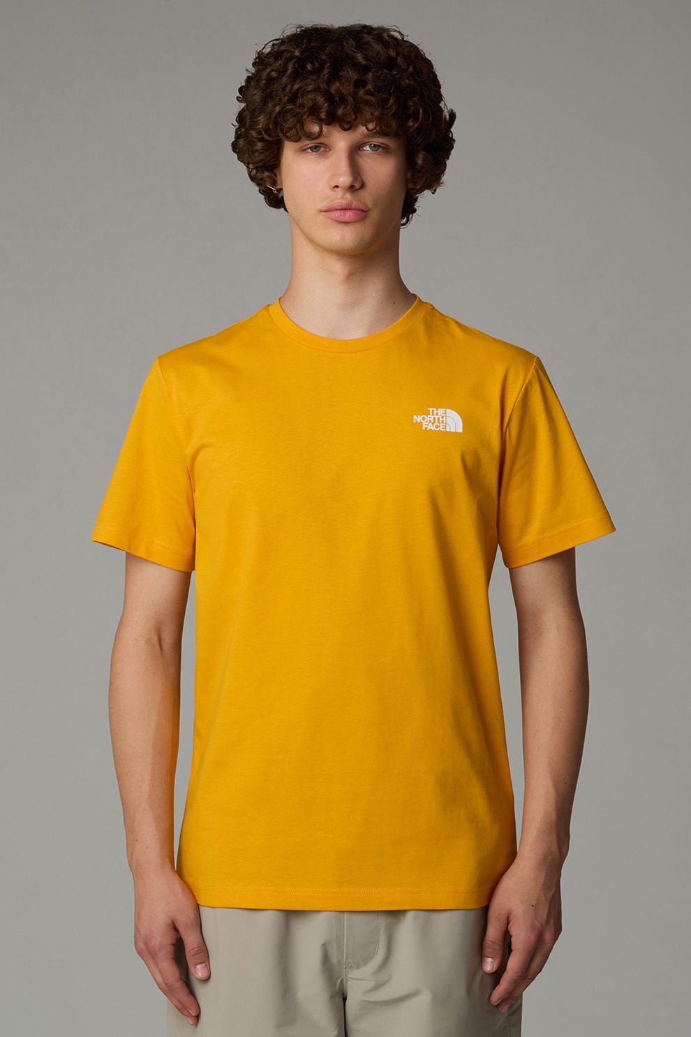 The North Face, Tricou cu decolteu la baza gatului si imprimeu logo pe partea din spate, Galben sofran, L