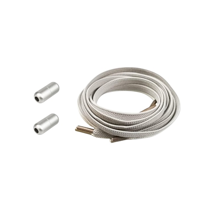 Set de 2 Sireturi fara legare 110 cm, potrivite pentru toate tipurile de incaltaminte, gri, Unaone