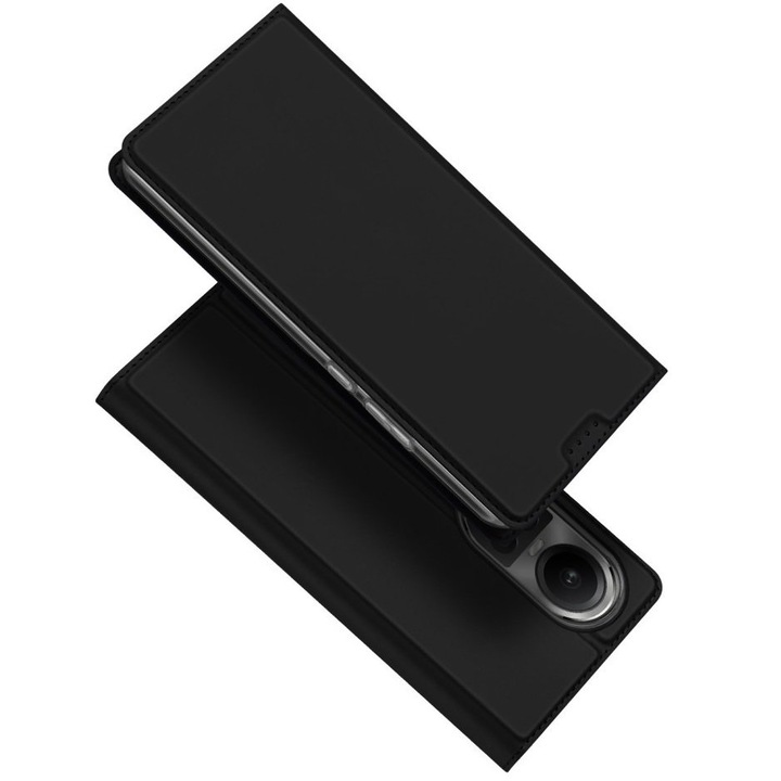 Husa pentru Oppo Reno 10 / 10 Pro, Dux Ducis, piele ecologica, negru, cu suport, inchidere magnetica
