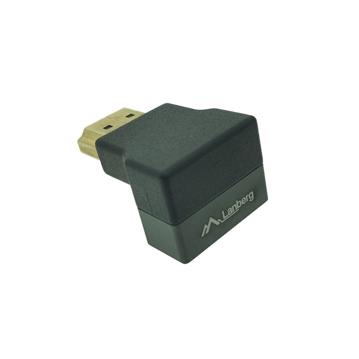 Adaptor HDMI tata la HDMI mama, 8K, unghi 90 grade, inclinat in sus, Lanberg 44100, DSC, eARC, HDR, carcasa aluminiu, argintiu Argintiu 0 m
