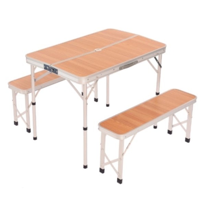 Сгъваема туристическа къмпинг маса с 2 пейки, 90 x 60 x 70CM, Размер пейки - 87 x 23 x 39CM, 120см х 60см, Кафяв