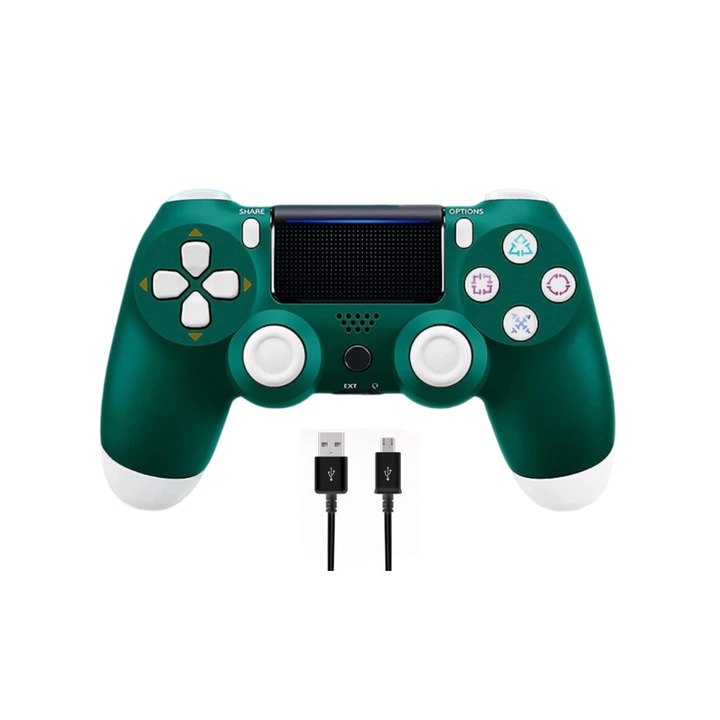 PS4 vezeték nélküli kontroller, doubleshock I-10, kompatibilis, PS-TV és PS Now, rezgéssel, töltővel, zöld-fehér, HAPPY JOKER®