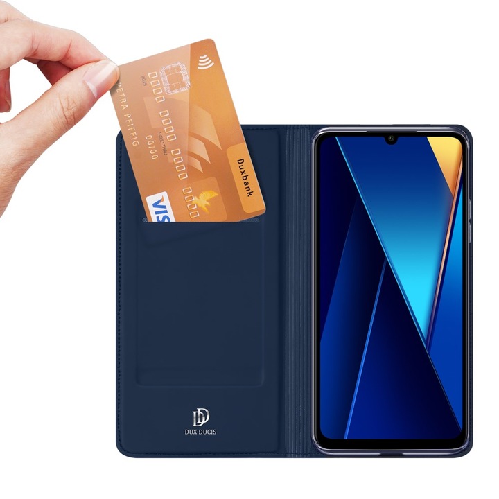 Etui telefon Dux Ducis, pentru Xiaomi Redmi 13C / Poco C65, albastru, cu suport, inchidere magnetica
