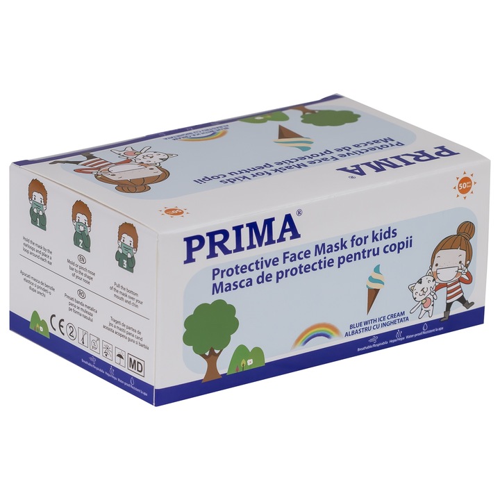 Orvosi maszk gyerekeknek, PRIMA, fehér, 50 db