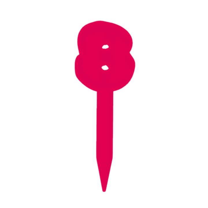 Topper tort, "8", zi de nastere, aniversare,150 X 53 mm roz zmeuriu