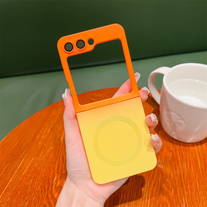 Калъф EliteMatte, Magsafe, Съвместим със Samsung Z Flip 5, Пълно покритие, Ултра-фин, Градиент, Оранжево-жълто