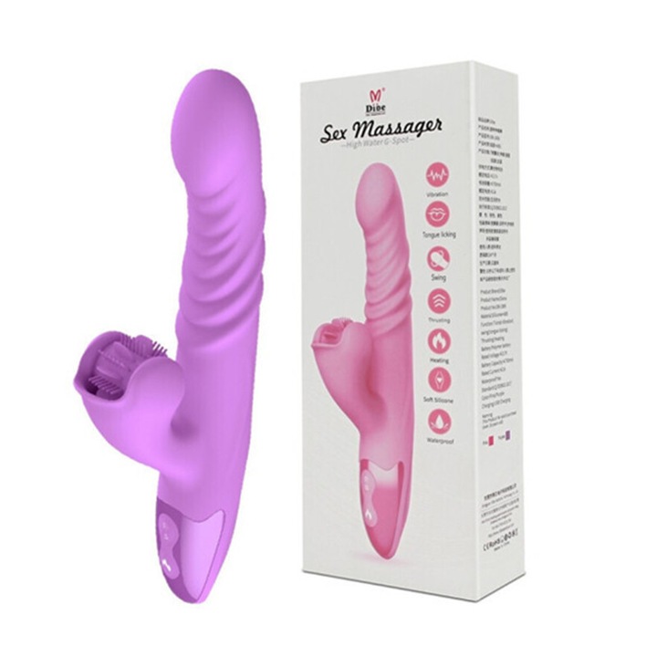 Vibrátor, automatikus fűtés, vibráció, nyújtás funkció, lila