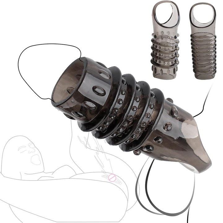 Set 2 Manson pentru penis, Minetgnon®, foarte flexibil reutlizabil, TPE, 11/11.5 cm, Negru