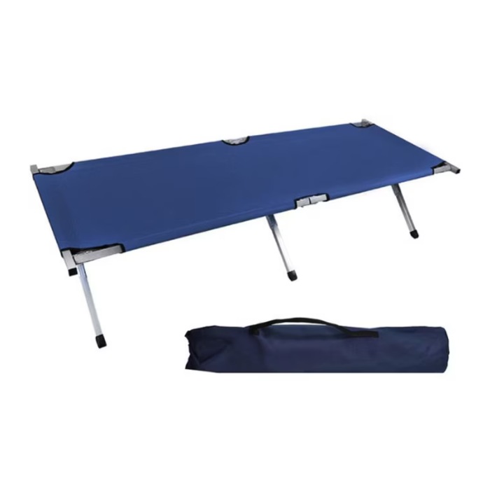 Походно къмпинг легло, 186 x 70cm, Сгъваем дизайн, Леко и преносимо, Издръжливо, Син