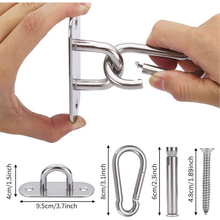 Set 2 Carlige de tavan, Tovbmup, inox, argintiu