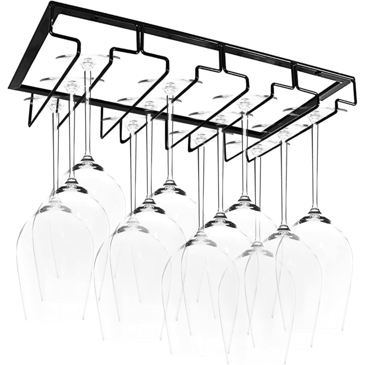 Borospohártartó, 4 sín, 40x22,5x5,5cm, bárokba, pincészetekbe, konyhákba