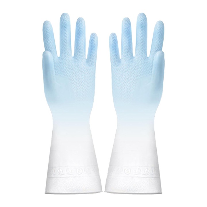 Újrafelhasználható, többfunkciós, vízálló konyhai kesztyű, 2 darab, kék