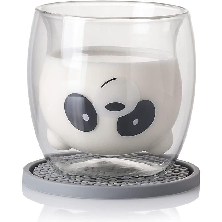 Duplafalú üveg, üveg, 250ml, fekete/átlátszó