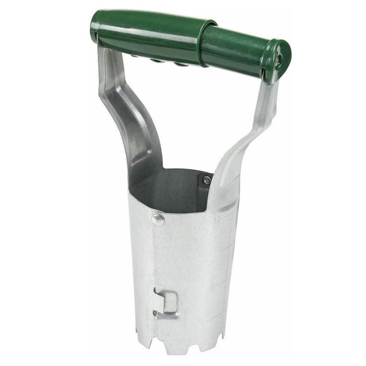 Ültető és átültető szerszám, mélységjelöléssel, zöld, 127x85x230 mm, 1 darabos készlet