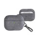 Husa de protectie Alcantara pentru AirPods Pro/Pro2, incarcare wireless, cu carabina, gri