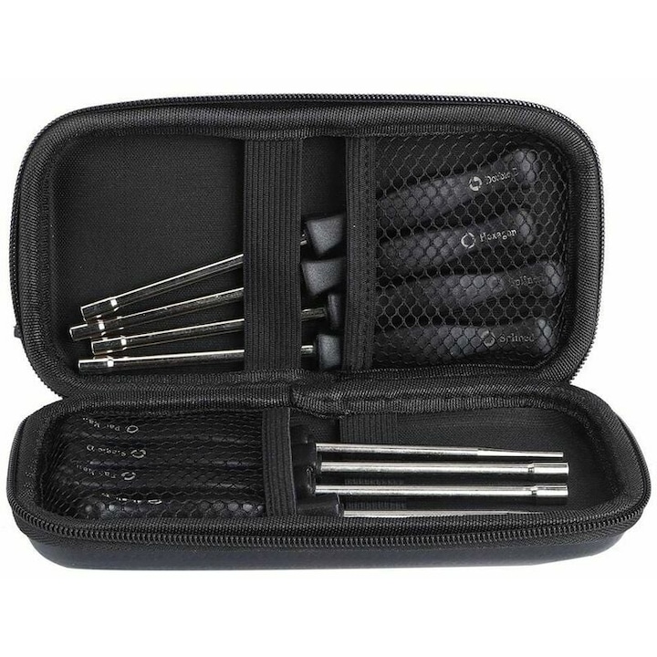 8 db speciális csavarhúzó készlet karburátorhoz, Spline/Hatszögletű, Korrózióálló, Négyszögletes fogantyúk, 20 cm, Fekete