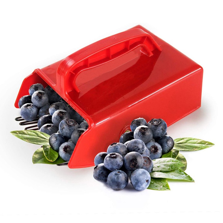 Recoltor de fructe de padure Enforose, cu pieptene metalic, maner ergonomic, pentru afine, merisoare, soc, coacaze, design durabil