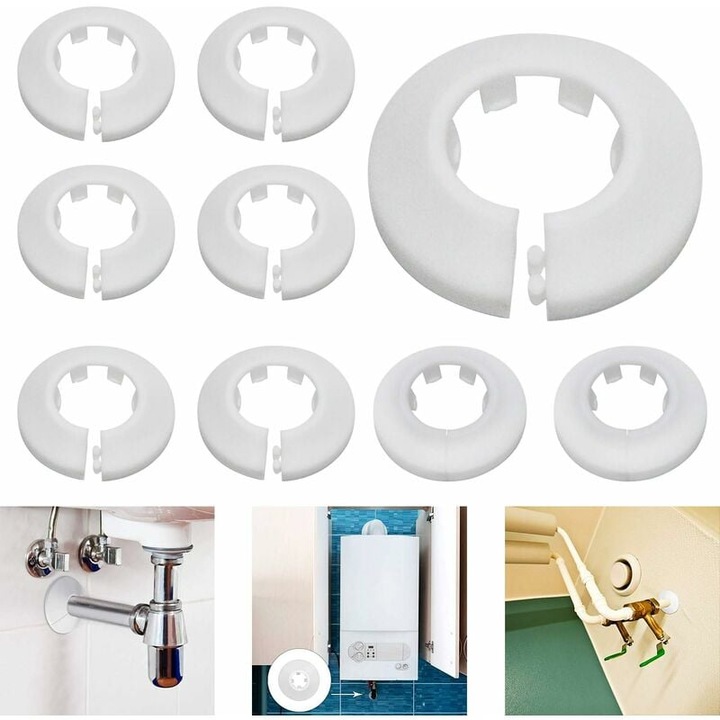 Set 24 bucati capac decorativ pentru teava calorifer, alb, 16x20x25mm